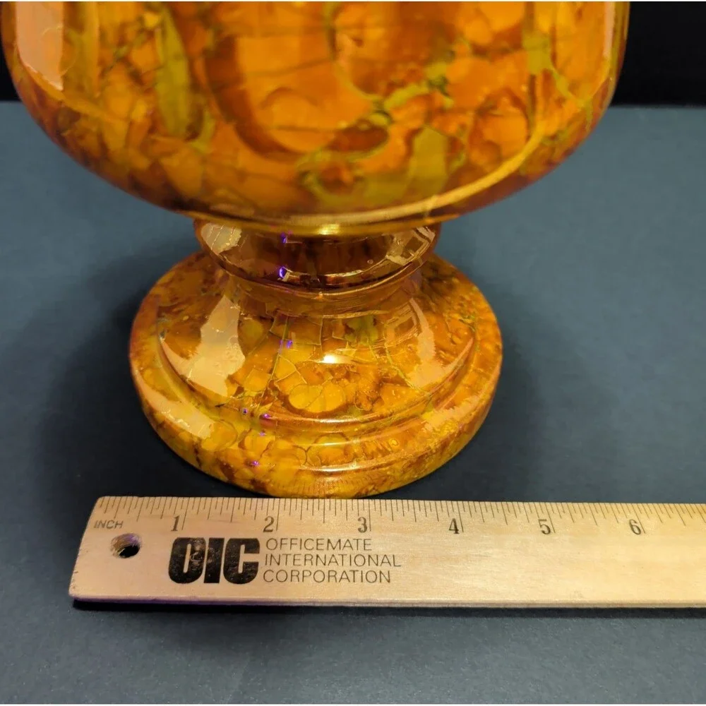 ​1980 JT France Signed Studio Pottery Chalice Vase - Tortoiseshell 9.5